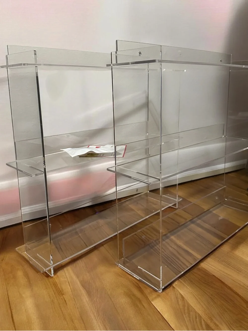HONTUU x2 Acrylic Organizer with Mounting Hardware - Clear wall display shelves